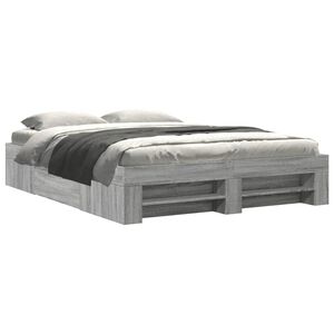 vidaXL Bed Frame without Mattress Grey Sonoma 160x200 cm Engineered Wood