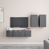 vidaXL 4 Piece TV Cabinet Set High Gloss Grey Engineered Wood