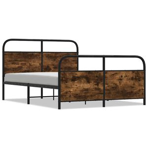 vidaXL Metal Bed Frame without Mattress Smoked Oak 140x190 cm