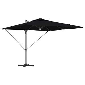 vidaXL Roma Parasol Black 286 x 285 x 270 cm Aluminium and Polyester