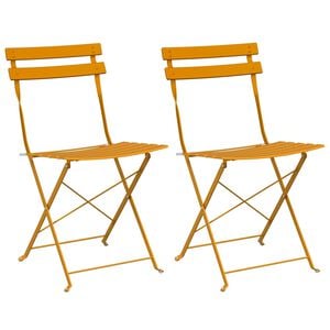 vidaXL Garden Folding Chair Folding 2 pcs Mustard 42 x 46 x 82cm Steel