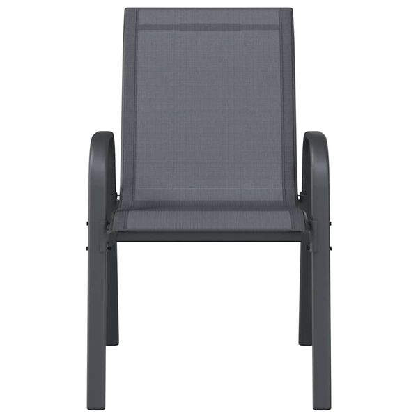 vidaXL Stackable Garden Chairs 2 pcs Grey Textilene Fabric