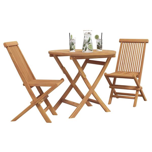 vidaXL Garden Dining Set 3 pcs Brown Solid teak wood