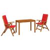 vidaXL 3-Piece Garden Dining Set Natural Solid Acacia Wood