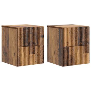 vidaXL Wall-Mounted Bedside Cabinet 2 pcs Old Wood 33 x 34.5 x 40 cm