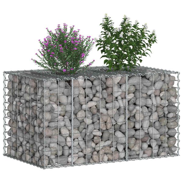 vidaXL Gabion Raised Bed Silver 100 x 60 x 55 cm Galvanised Steel