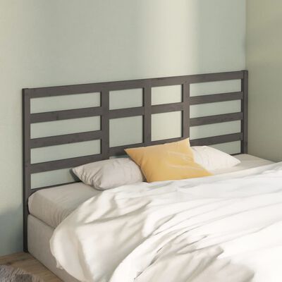 vidaXL Bed Headboard Grey 186x4x104 cm Solid Wood Pine