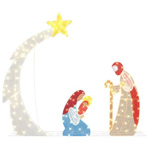 vidaXL Nativity Scene LEDs Warm White 149 x 32 x 127.5 cm Polyester
