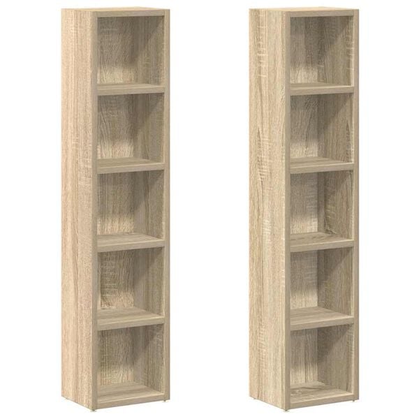 vidaXL CD Cabinets 2 pcs Sonoma Oak 21x16x93.5 cm Engineered Wood