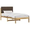 vidaXL Bed Frame with Upholstered Headboard Whitewash and Taupe