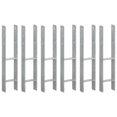 vidaXL Fence Anchors 6 pcs Silver 12x6x60 cm Galvanised Steel