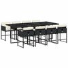 vidaXL 9 Piece Garden Dining Set with Cushions Black Poly Rattan