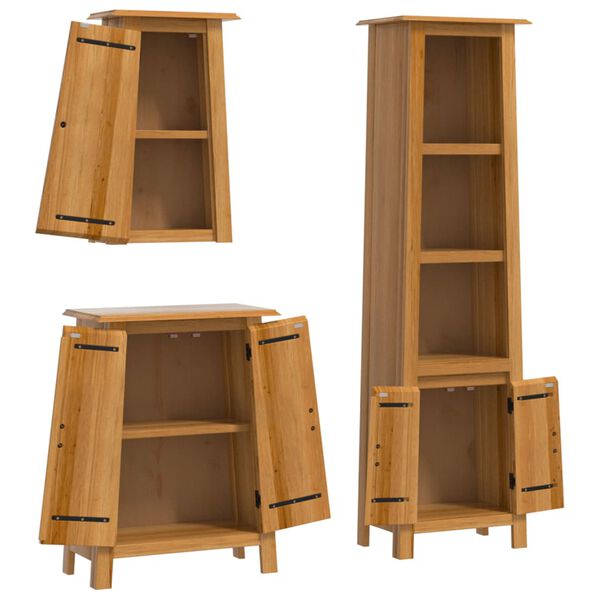 vidaXL 3 Piece Bathroom Furniture Set Solid Wood Pine
