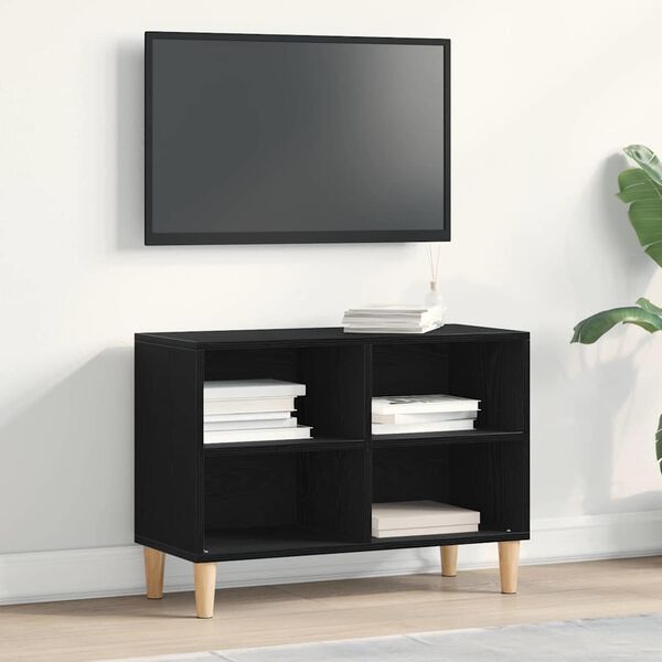 vidaXL TV Cabinet Black Oak 69.5 x 30 x 50 cm Engineered Wood
