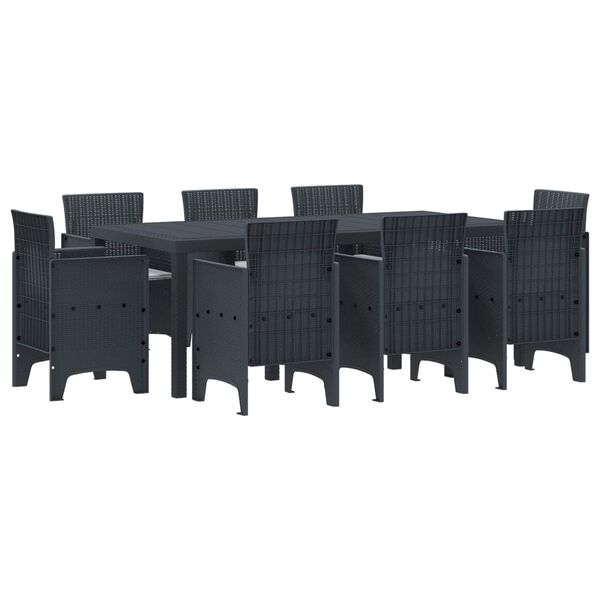 vidaXL Garden Dining Set 9 pcs Anthracite Polypropylene