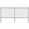 vidaXL Garden Fence with Spear Top Steel 337x150 cm Black