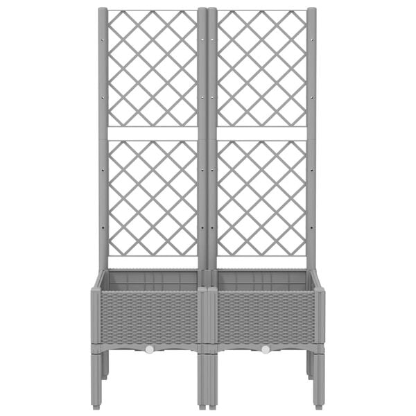 vidaXL Garden Planter with Trellis Light Grey 80x40x142 cm PP