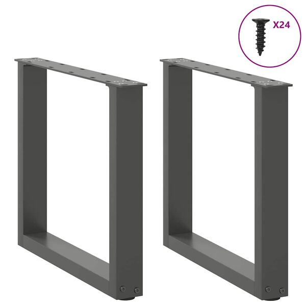 vidaXL Coffee Table Legs U-Shaped 2 pcs Anthracite 50x(42-43) cm Steel