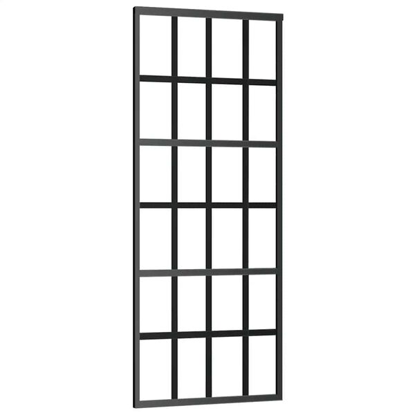 vidaXL Sliding Door ESG Glass and Aluminium 76x205 cm Black