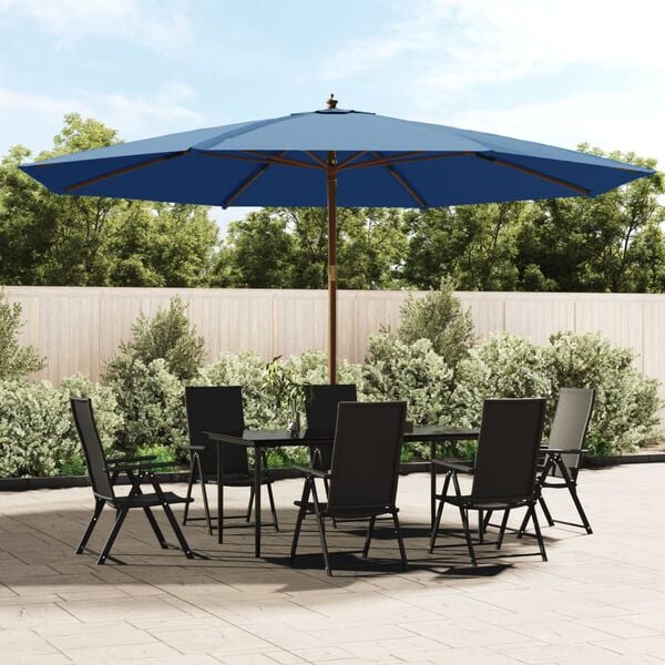 vidaXL Garden Parasol with Wooden Pole Azure Blue 400x273 cm