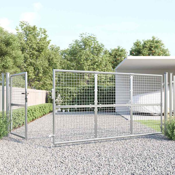 vidaXL Mesh Garden Gate Silver 350x125 cm Galvanised Steel