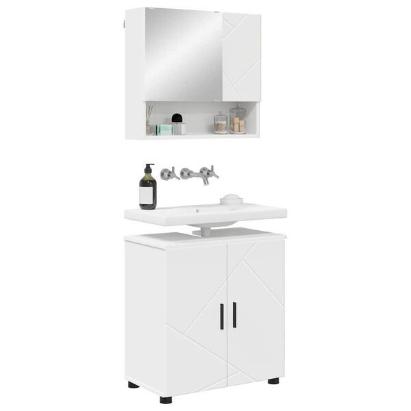 vidaXL Bathroom Furniture Set 2 pcs White Engineered wood & Metal