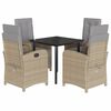 vidaXL 5 Piece Garden Dining Set with Cushions Beige Poly Rattan