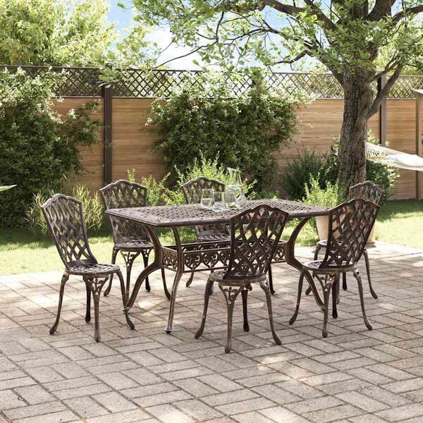 vidaXL Garden Dining Set 7 pcs Bronze Aluminium
