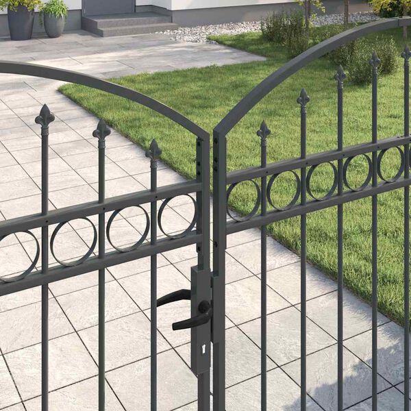 vidaXL Fence gate with Lock Grey 300 x 150 cm Steel