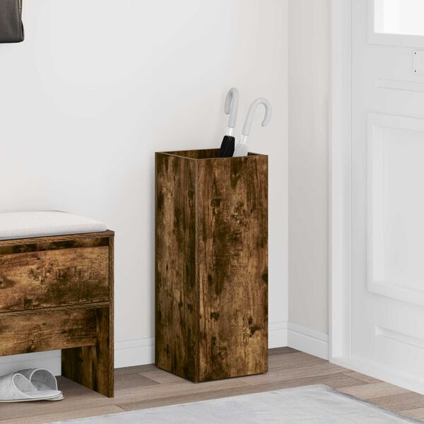 vidaXL Umbrella Stand Smoked Oak 25 x 24.5 x 64 cm Engineered Wood