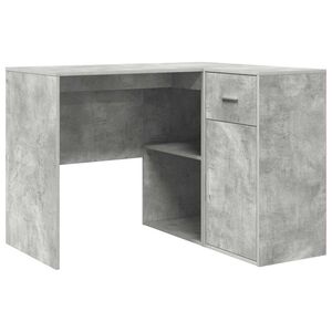vidaXL Corner Desk with Drawer Concrete Grey 102 x 88 x 75 cm