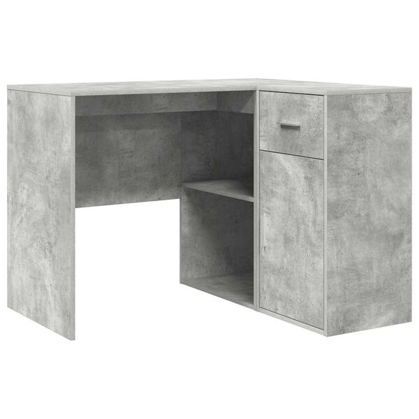 vidaXL Corner Desk with Drawer Concrete Grey 102 x 88 x 75 cm