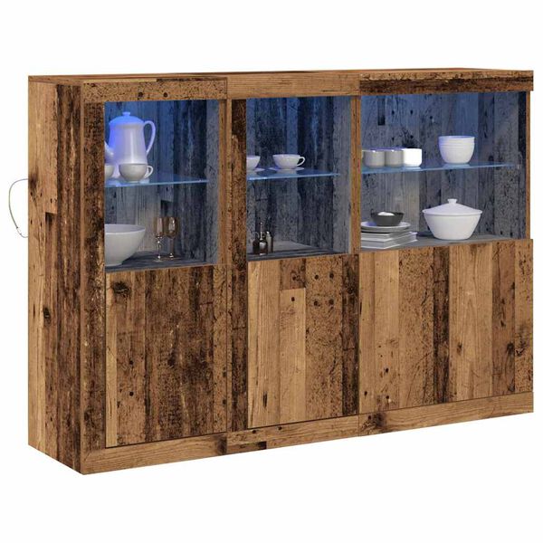 vidaXL LED Sideboard Old Wood 142.5 x 37 x 100 cm Engineered Wood