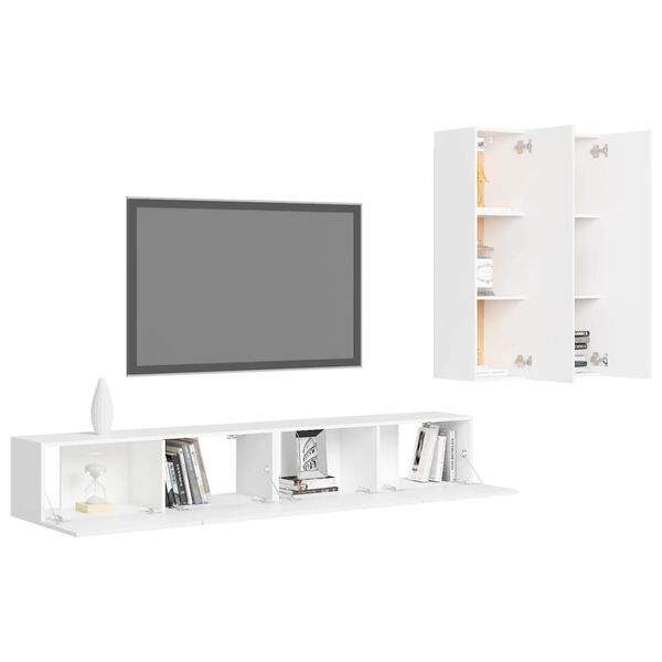 vidaXL 4 Piece TV Cabinet Set White Engineered Wood
