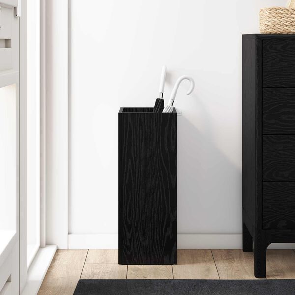 vidaXL Umbrella Stand Black Oak 25 x 24.5 x 64 cm Engineered Wood