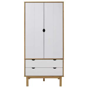 vidaXL Wardrobe "OTTA" Brown and White 76,5x53x172 cm Solid Wood Pine