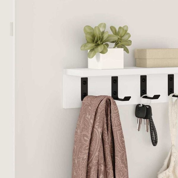 vidaXL Wall-Mounted Coat Rack Wall-mounted White 40 x 10.5 x 10.5 cm