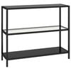 vidaXL Shelf | Transparent and Black | Tempered Glass and Powder-Coated Iron