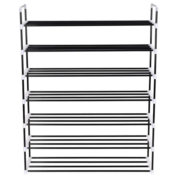 vidaXL Shoe Rack with 7 Shelves Metal and Plastic Black