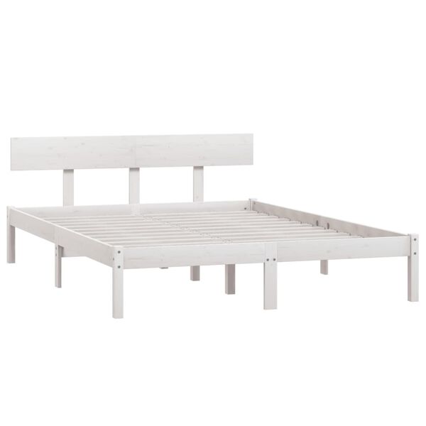 vidaXL Bed Frame without Mattress White Solid Wood 160x200 cm