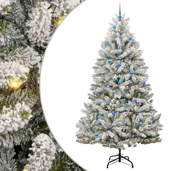 vidaXL Artificial Christmas Tree Green and White 240 cm PVC and Metal
