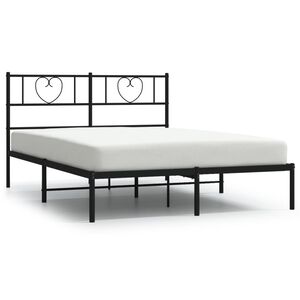vidaXL Metal Bed Frame without Mattress with Headboard Black 140x200cm
