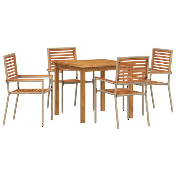 vidaXL Garden Dining Set 5 pcs Beige Poly rattan