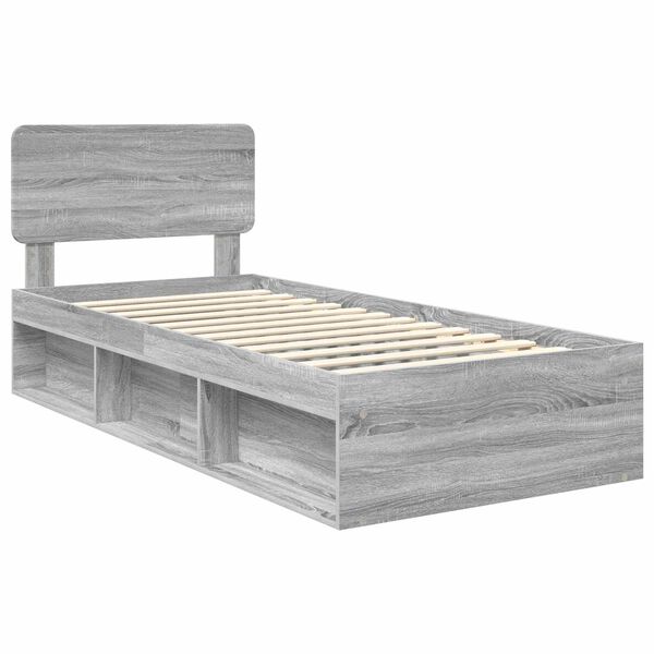 vidaXL Bed Frame Grey Sonoma 75 x 190 cm Solid Pine Wood
