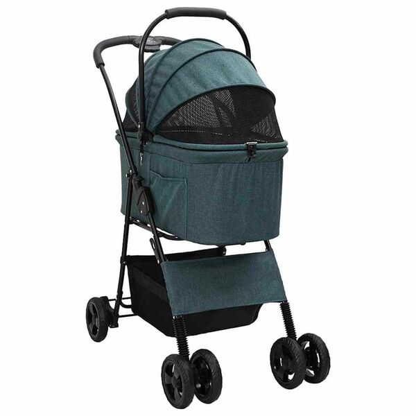 vidaXL Folding Pet Stroller Green 81 x 47 x 99 cm 600D Oxford fabric