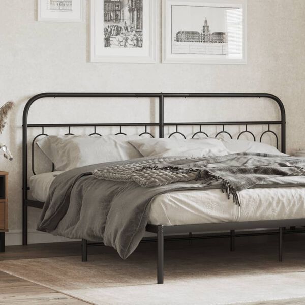 vidaXL Metal Headboard Black 200 cm