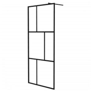 vidaXL Walk-in Shower Wall with Tempered Glass Black 90x195 cm
