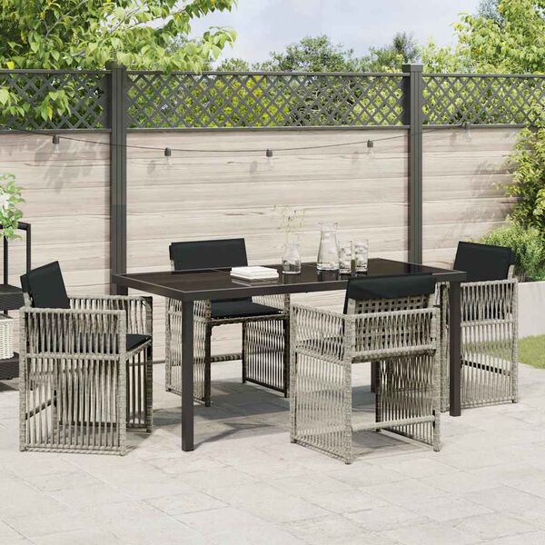 vidaXL Garden Dining Set 5 pcs Light Grey Poly Rattan