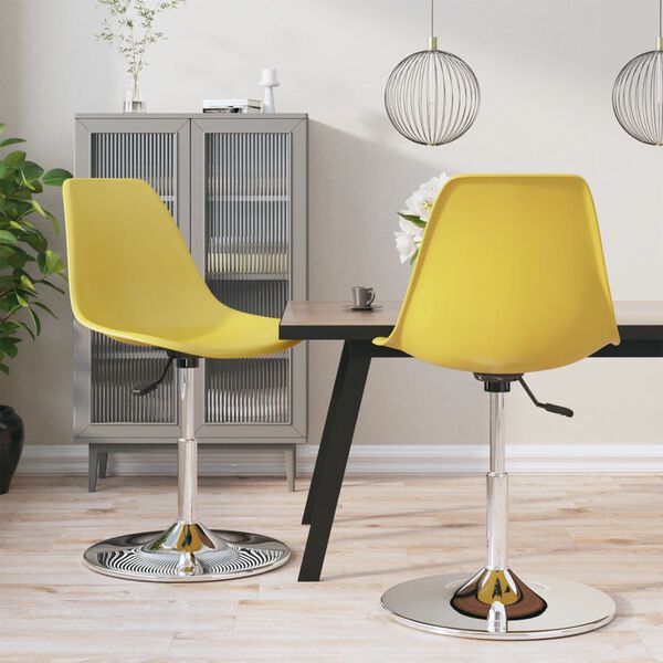 vidaXL Swivel Dining Chairs 2 pcs Yellow PP