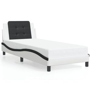 vidaXL Bed Frame without Mattress "Zadar" White and Black 80x200 cm Faux Leather